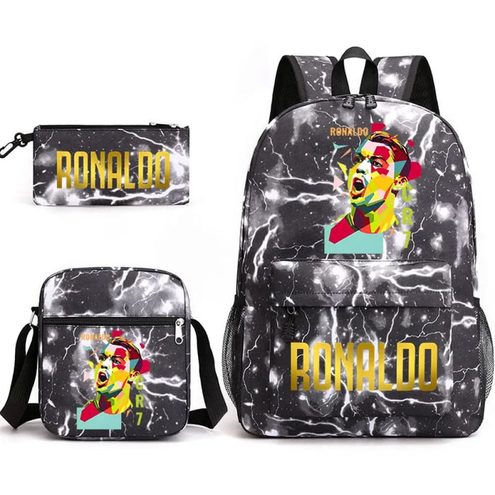 Ronaldo Printed School Bag Set Backpack Shoulder Pencil