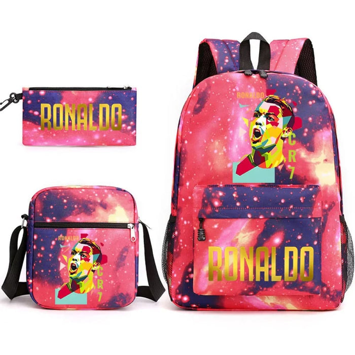 Ronaldo Printed School Bag Set Backpack Shoulder Pencil