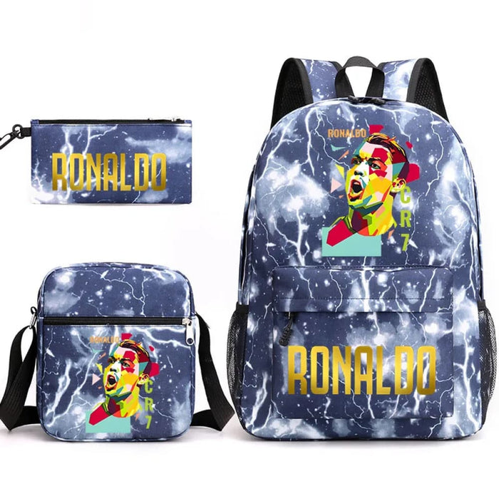 Ronaldo Printed School Bag Set Backpack Shoulder Pencil