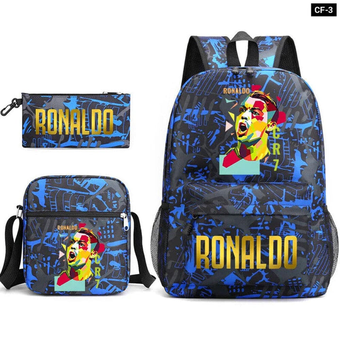 Ronaldo Printed School Bag Set Backpack Shoulder Pencil