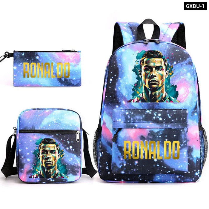 Ronaldo Printed School Bag Set Backpack Shoulder Pencil