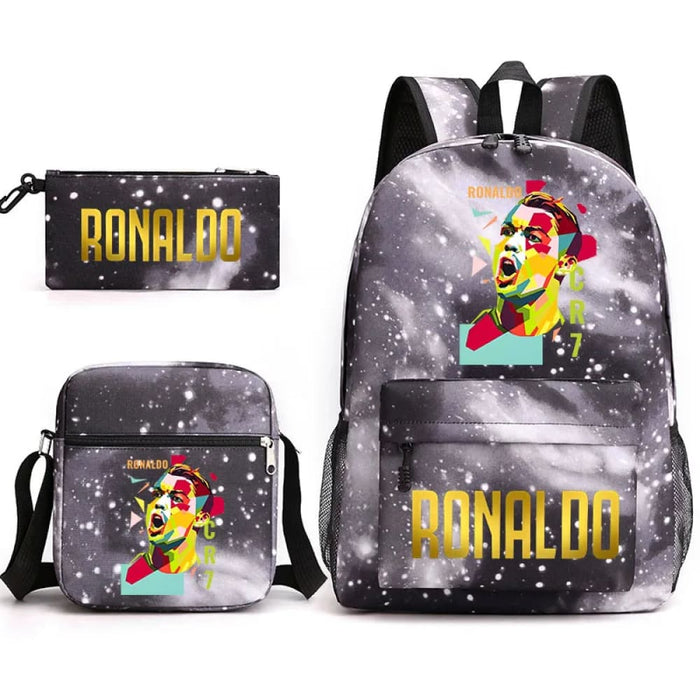 Ronaldo Printed School Bag Set Backpack Shoulder Pencil
