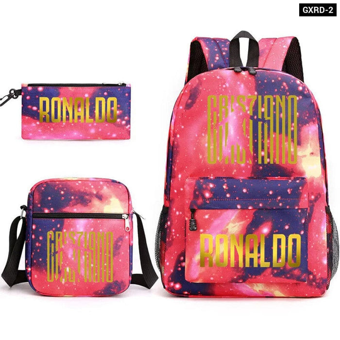 Ronaldo Printed School Bag Set Backpack Shoulder Pencil