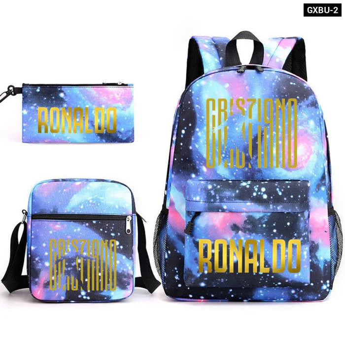 Ronaldo Printed School Bag Set Backpack Shoulder Pencil
