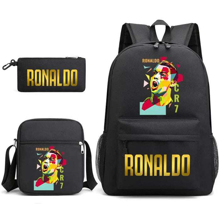 Ronaldo Printed School Bag Set Backpack Shoulder Pencil