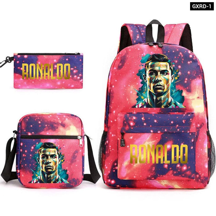 Ronaldo Printed School Bag Set Backpack Shoulder Pencil