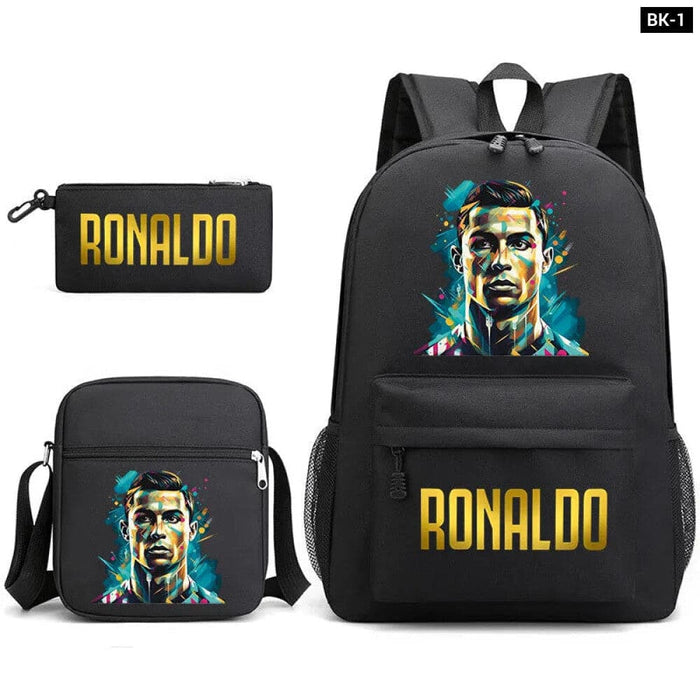 Ronaldo Printed School Bag Set Backpack Shoulder Pencil