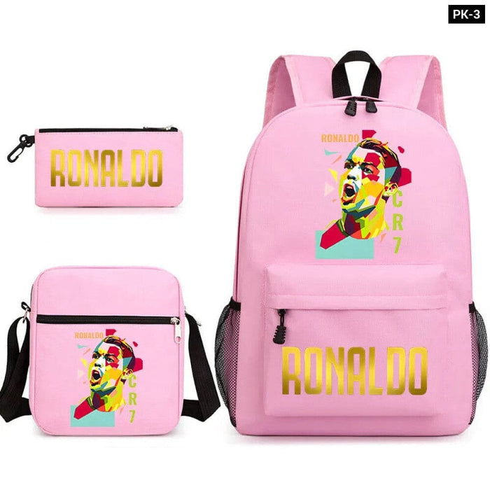 Ronaldo Printed School Bag Set Backpack Shoulder Pencil