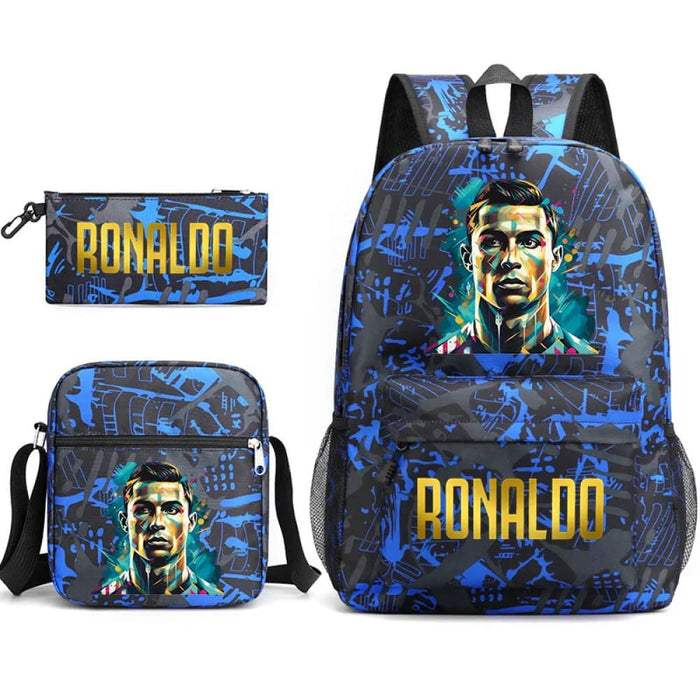 Ronaldo Printed School Bag Set Backpack Shoulder Pencil