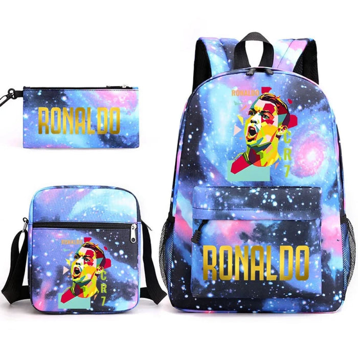 Ronaldo Printed School Bag Set Backpack Shoulder Pencil