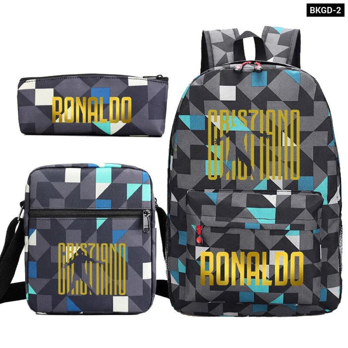 Ronaldo Printed School Bag Set Backpack Shoulder Pencil
