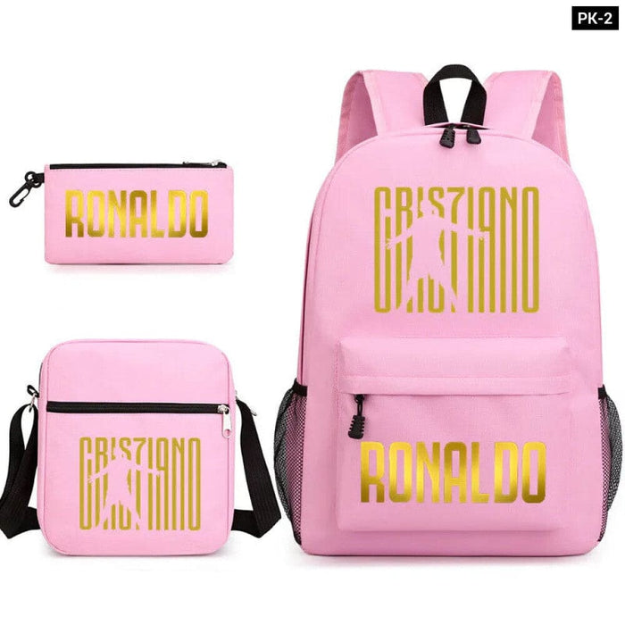 Ronaldo Printed School Bag Set Backpack Shoulder Pencil