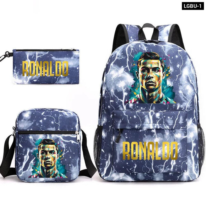 Ronaldo Printed School Bag Set Backpack Shoulder Pencil