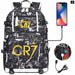Ronaldo Usb Printed Backpack for Youth Perfect School