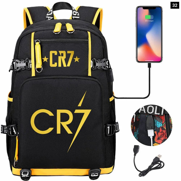 Ronaldo Usb Printed Backpack for Youth Perfect School