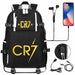 Ronaldo Usb Printed Backpack for Youth Perfect School