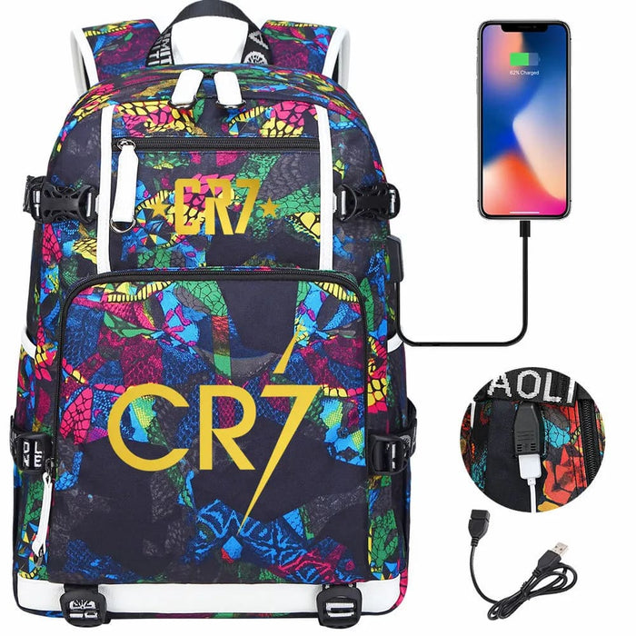 Ronaldo Usb Printed Backpack for Youth Perfect School