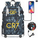 Ronaldo Usb Printed Backpack for Youth Perfect School