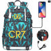 Ronaldo Usb Printed Backpack for Youth Perfect School
