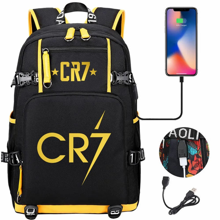 Ronaldo Usb Printed Backpack for Youth Perfect School