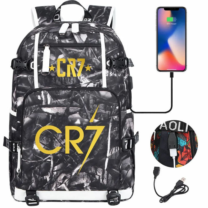 Ronaldo Usb Printed Backpack for Youth Perfect School