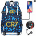 Ronaldo Usb Printed Backpack for Youth Perfect School