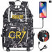 Ronaldo Usb Printed Backpack for Youth Perfect School