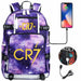 Ronaldo Usb Printed Backpack for Youth Perfect School
