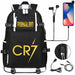 Ronaldo Usb Printed Backpack for Youth Perfect School