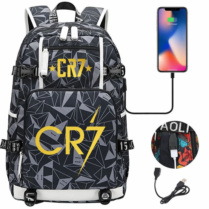 Ronaldo Usb Printed Backpack for Youth Perfect School
