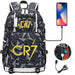 Ronaldo Usb Printed Backpack for Youth Perfect School