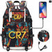 Ronaldo Usb Printed Backpack for Youth Perfect School