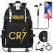 Ronaldo Usb Printed Backpack for Youth Perfect School