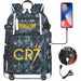 Ronaldo Usb Printed Backpack for Youth Perfect School