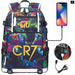 Ronaldo Usb Printed Backpack for Youth Perfect School