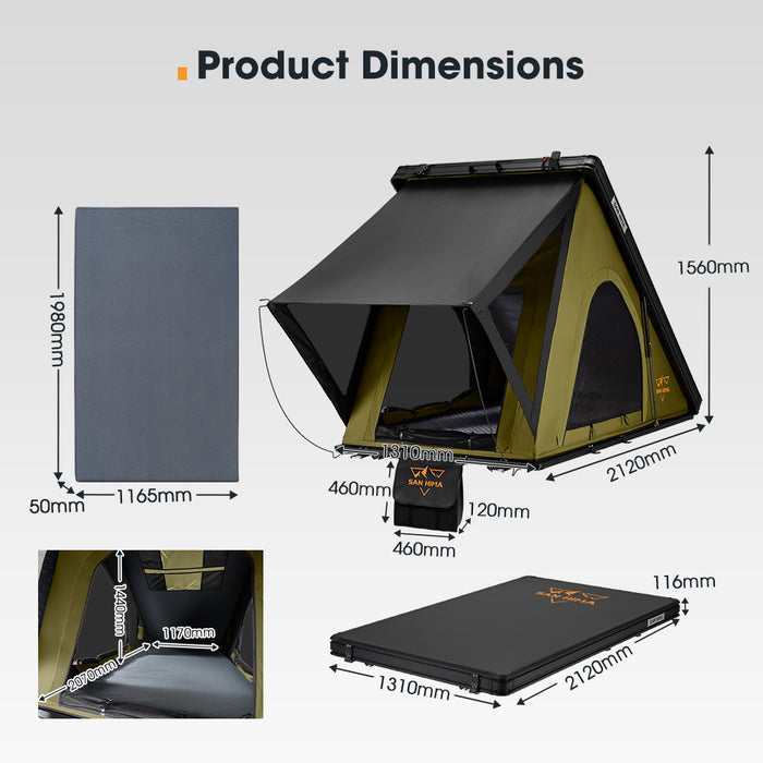 Kalbarri Lite Roof Top Tent Hardshell Waterproof Camping Olive 4X4 4Wd