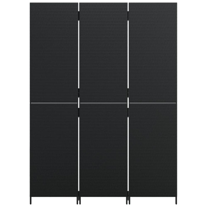 Room Divider 3 Panels Black Poly Rattan Tlptpl