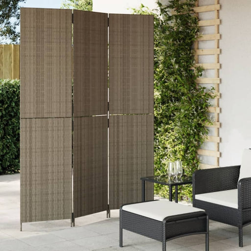 Room Divider 3 Panels Grey Poly Rattan Tlptpn