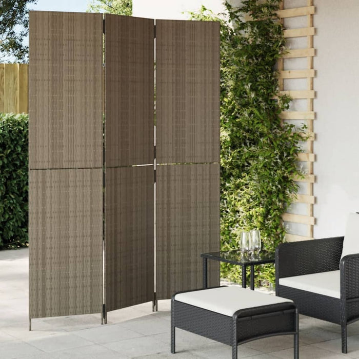 Room Divider 3 Panels Grey Poly Rattan Tlptpn