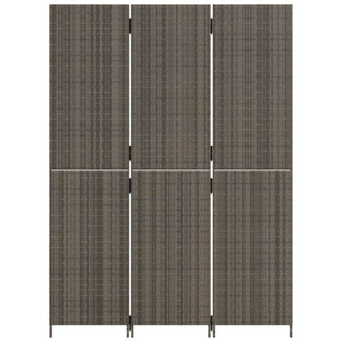 Room Divider 3 Panels Grey Poly Rattan Tlptpn