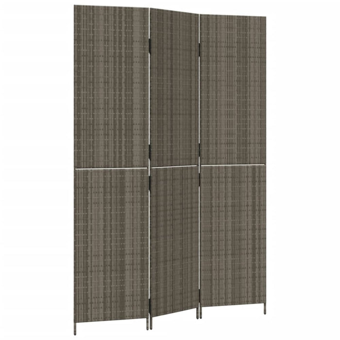 Room Divider 3 Panels Grey Poly Rattan Tlptpn