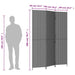 Room Divider 3 Panels Grey Poly Rattan Tlptpn