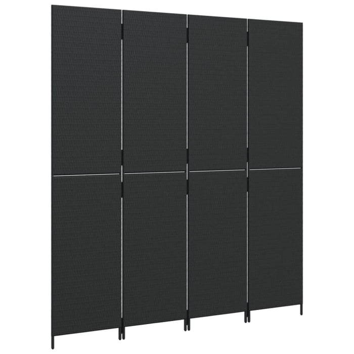Room Divider 4 Panels Black Poly Rattan Tlptlb
