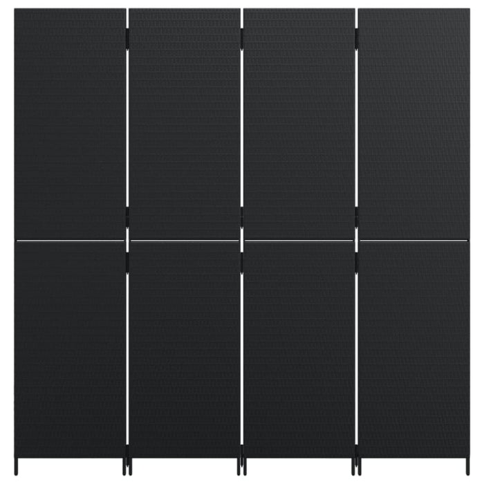 Room Divider 4 Panels Black Poly Rattan Tlptlb