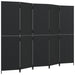 Room Divider 5 Panels Black Poly Rattan Tlptan