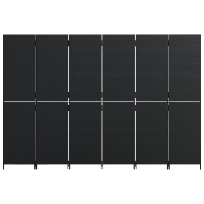 Room Divider 6 Panels Black Poly Rattan Tlptln