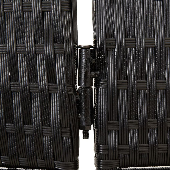 Room Divider 6 Panels Black Poly Rattan Tlptpx