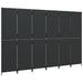 Room Divider 6 Panels Black Poly Rattan Tlptpx
