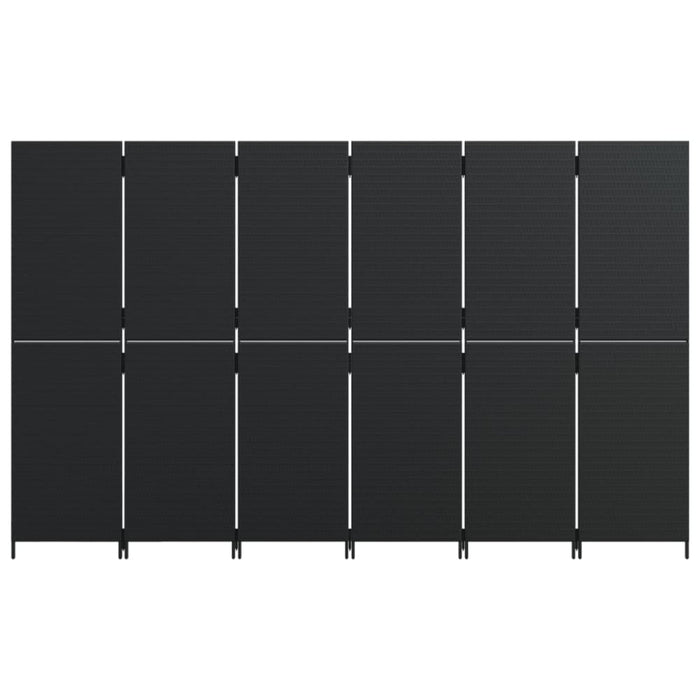 Room Divider 6 Panels Black Poly Rattan Tlptpx