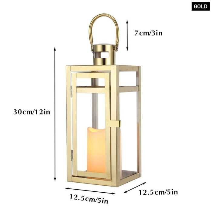Rose Gold Candle Hanging Lantern for Indoor Outdoor Home